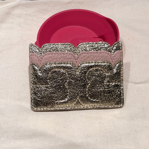 Tory Burch Scallop-T Metallic Card Case - Picture 1 of 4